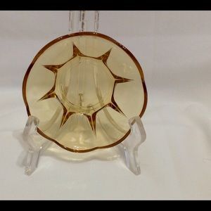 Amber "Hairpin" Depression Glass Berry Bowl